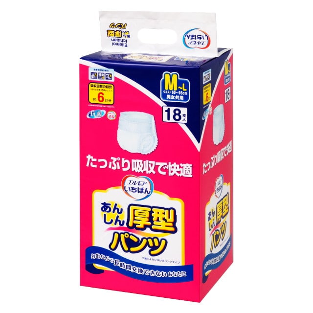 エルモアいちばんあんしん厚型パンツ M～Lサイズ   18枚   [4個セット]