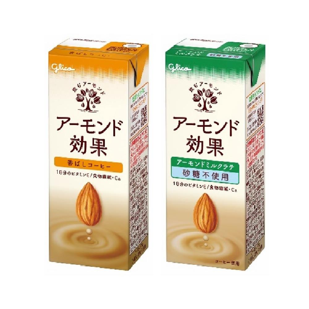 ◆グリコアーモンド効果 香ばしコーヒー 200ml[12本セット]+アーモンドミルクラテ 砂糖不使用 200ml[12本セット]