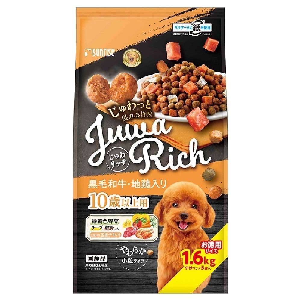 マルカン サンライズ じゅわリッチ 黒毛和牛・地鶏入り 10歳以上用 1.6kg