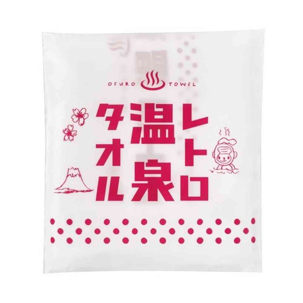 日繊商工 レトロ温泉タオル レッド 1枚