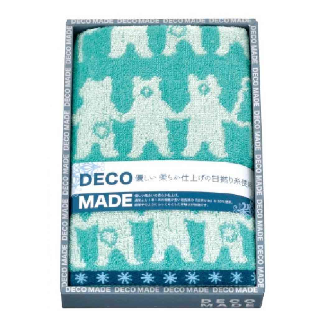 日繊商工 DECO MADE ウッドベアー フェイスタオル ブルー 箱入り 1枚