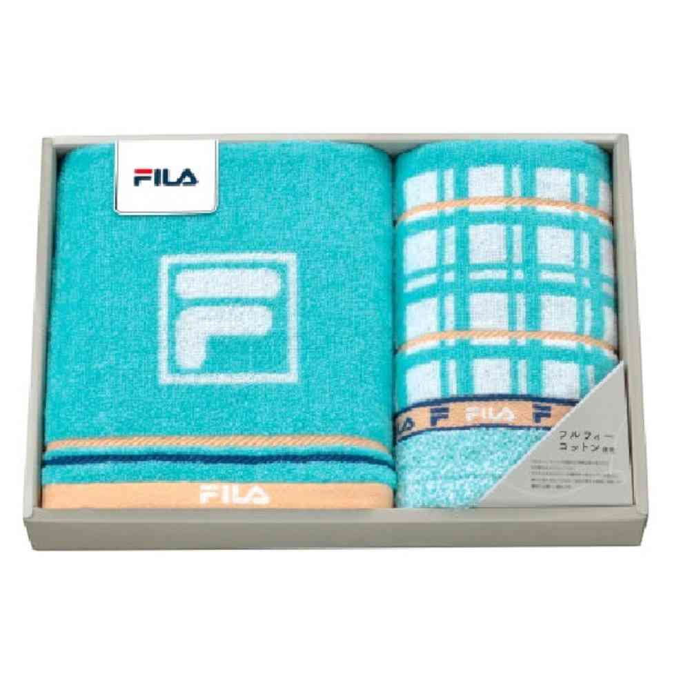 日繊商工 FILA ラグーナ ロングタオル×フェイスタオルセット 箱入り ロングタオル1枚・フェイスタオル1枚
