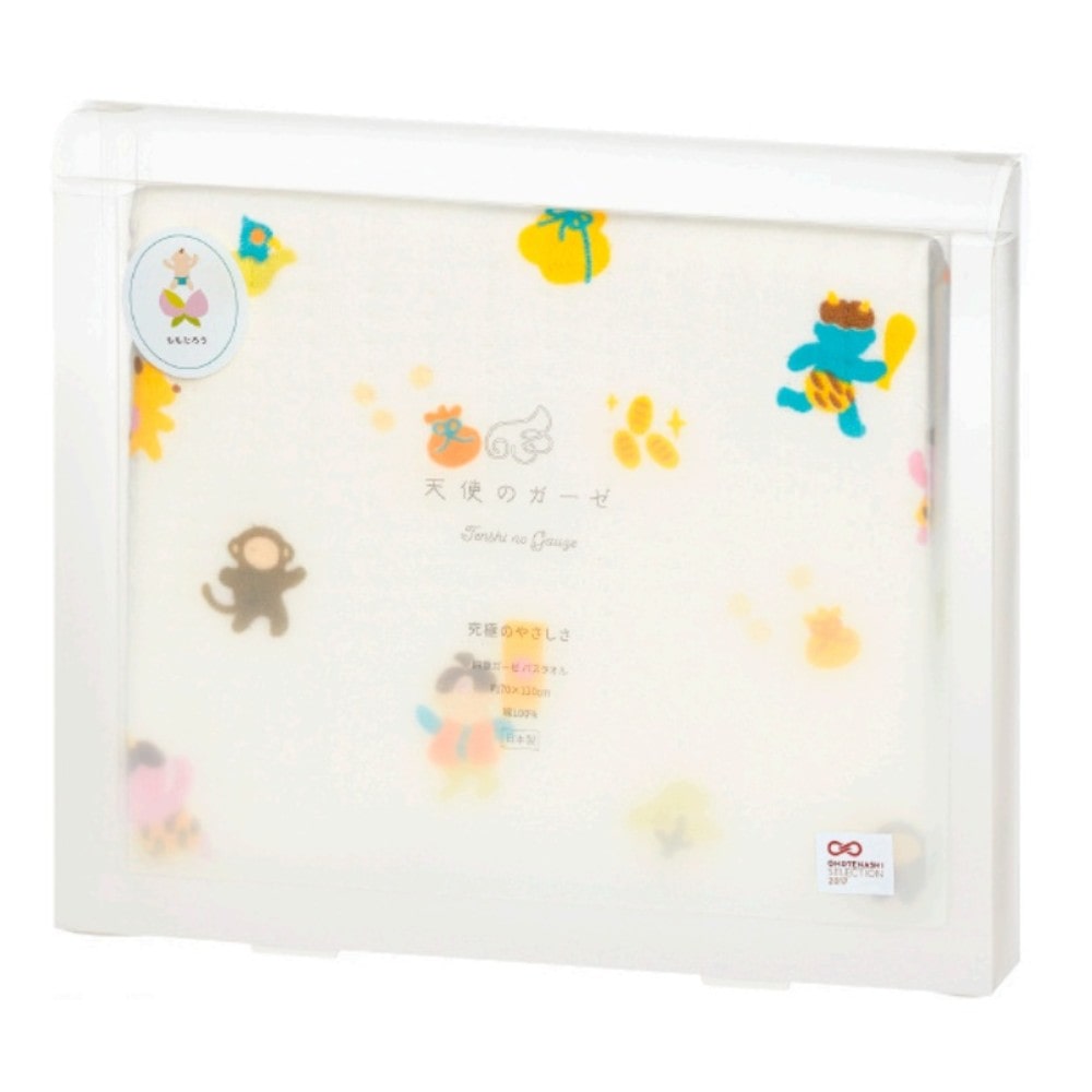 日繊商工 天使のガーゼ おはなしたおる パッケージ入り ももたろう バスタオル 1枚