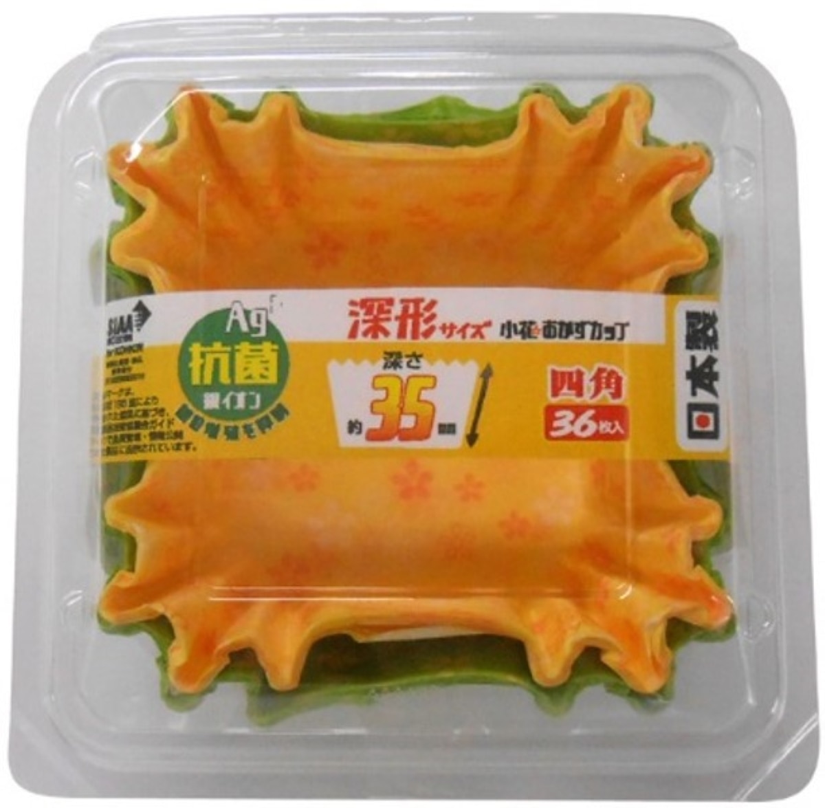 抗菌小花おかずカップ深形四角 36枚入り