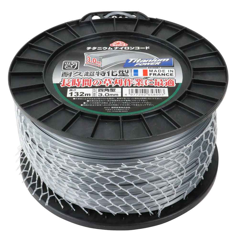 チタニウムナイロンコード□型 3.0MMX132M メーカー直送 ▼返品・キャンセル不可【他商品との同時購入不可】