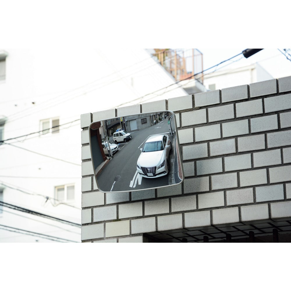 光 ガレージミラー角型400mm×300mmグレー メーカー直送 ▼返品・キャンセル不可[他商品との同時購入不可]