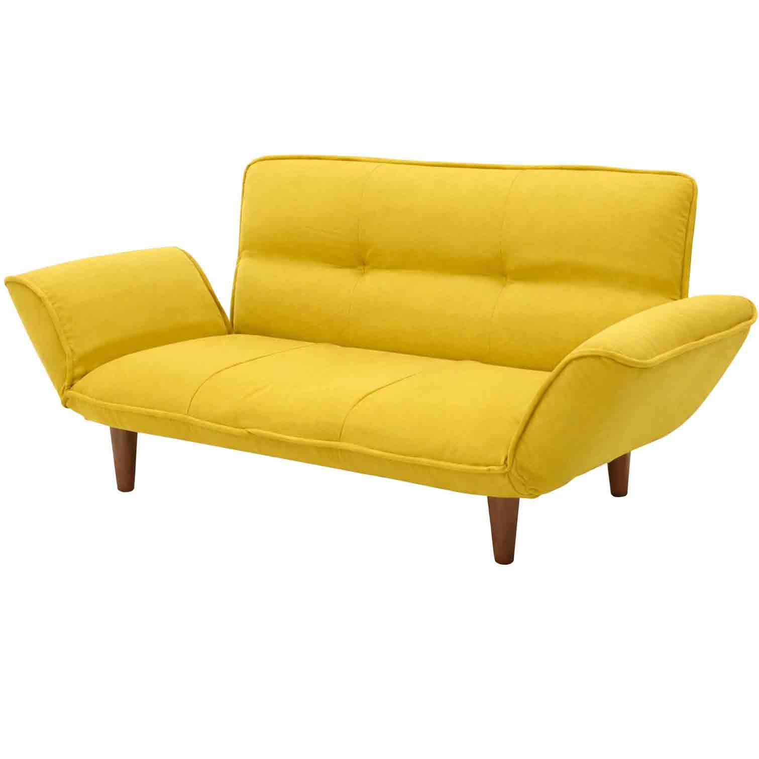 日本製 カウチソファ二人掛け KAN マスタード 【直送品】 返品・キャンセル・他商品と同時購入は不可