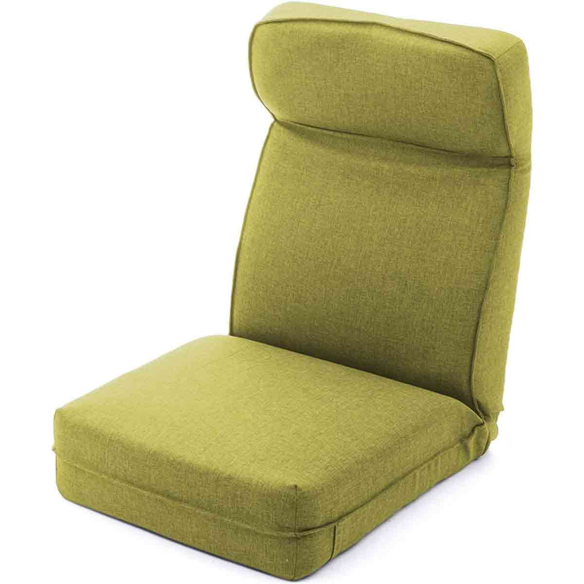 日本製 ヘッドリクPコイル座椅子 ダリアングリーン 【直送品】 返品・キャンセル・他商品と同時購入は不可