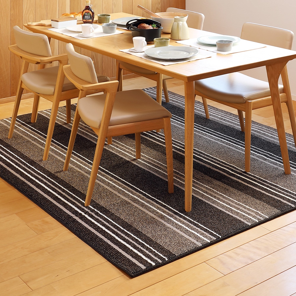 撥水機能付きダイニングラグ マージ 180×220cm ブラウン メーカー直送▼返品・キャンセル不可[他商品と同時購入不可]