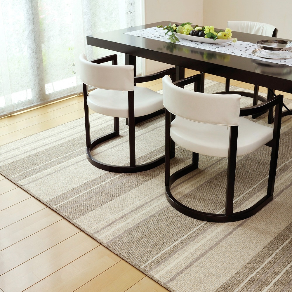 撥水機能付きダイニングラグ マージ 220×250cm アイボリー メーカー直送▼返品・キャンセル不可[他商品と同時購入不可]