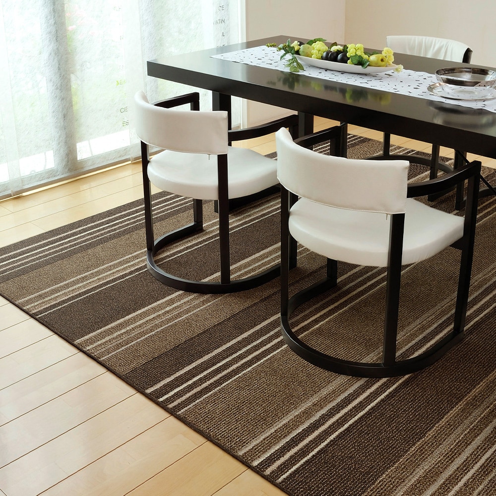 撥水機能付きダイニングラグ マージ 220×250cm ブラウン メーカー直送▼返品・キャンセル不可[他商品と同時購入不可]