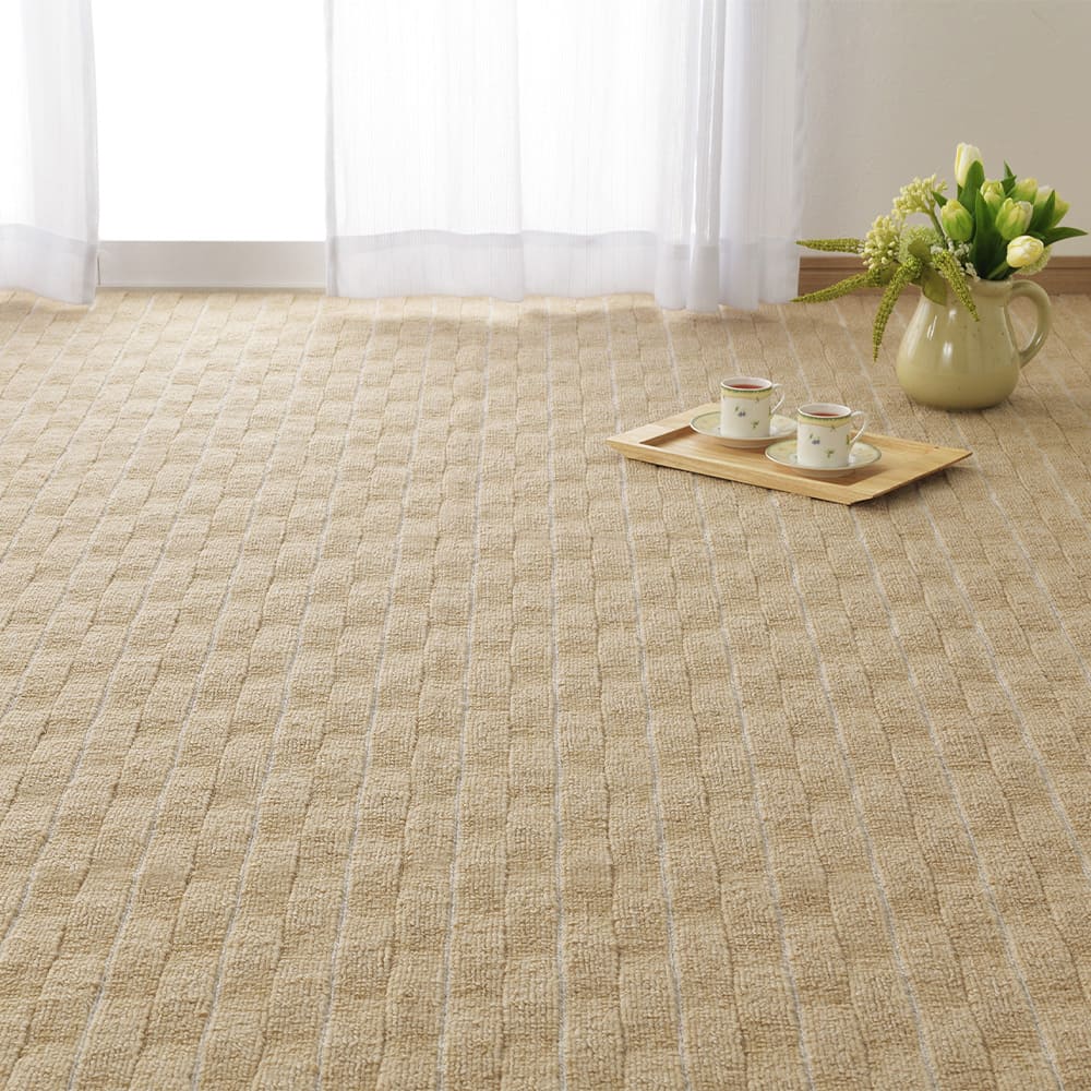 立体織の平織カーペット メテオ 江戸間6畳 ベージュ メーカー直送 ▼返品・キャンセル不可【他商品との同時購入不可】