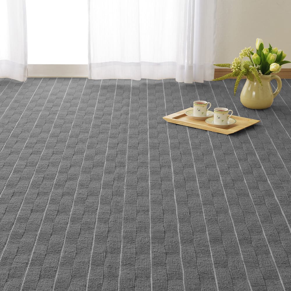 立体織の平織カーペット メテオ 江戸間8畳 グレー メーカー直送 ▼返品・キャンセル不可【他商品との同時購入不可】