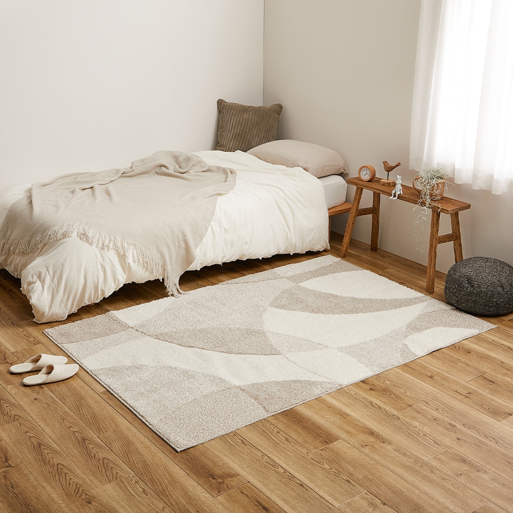 北欧柄の国産高機能ラグ ジャスト  ベージュ130x190  メーカー直送▼返品・キャンセル不可[他商品との同時購入不可]