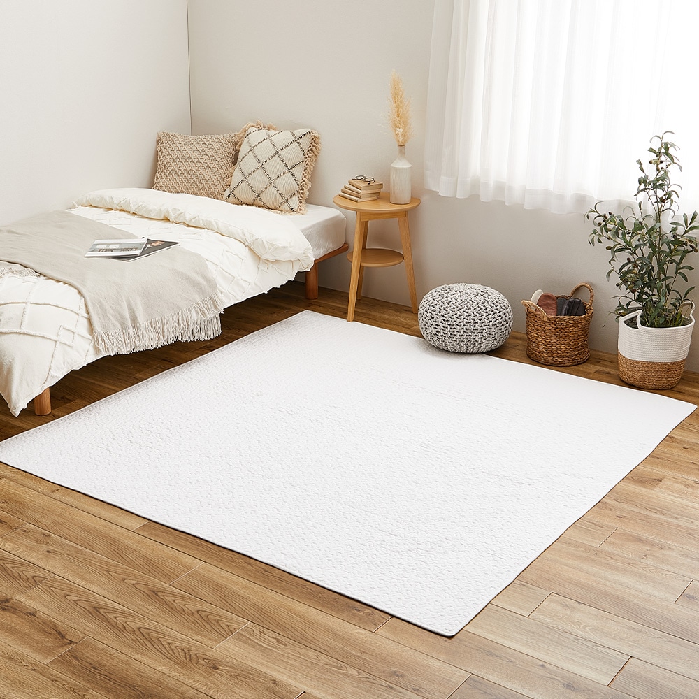 綿100％イブルラグマット デコール  アイボリー190×190  メーカー直送▼返品・キャンセル不可[他商品との同時購入不可]