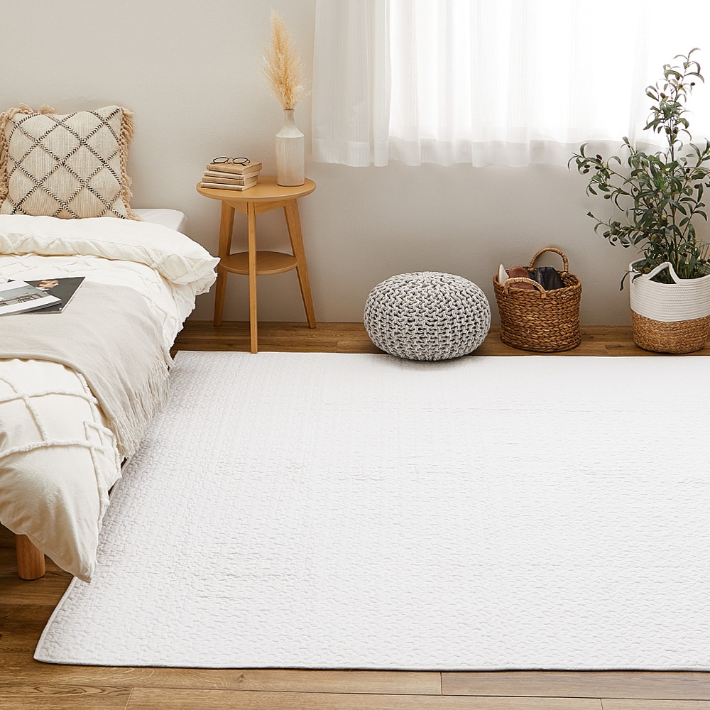 綿100％イブルラグマット デコール  アイボリー190×240  メーカー直送▼返品・キャンセル不可[他商品との同時購入不可]