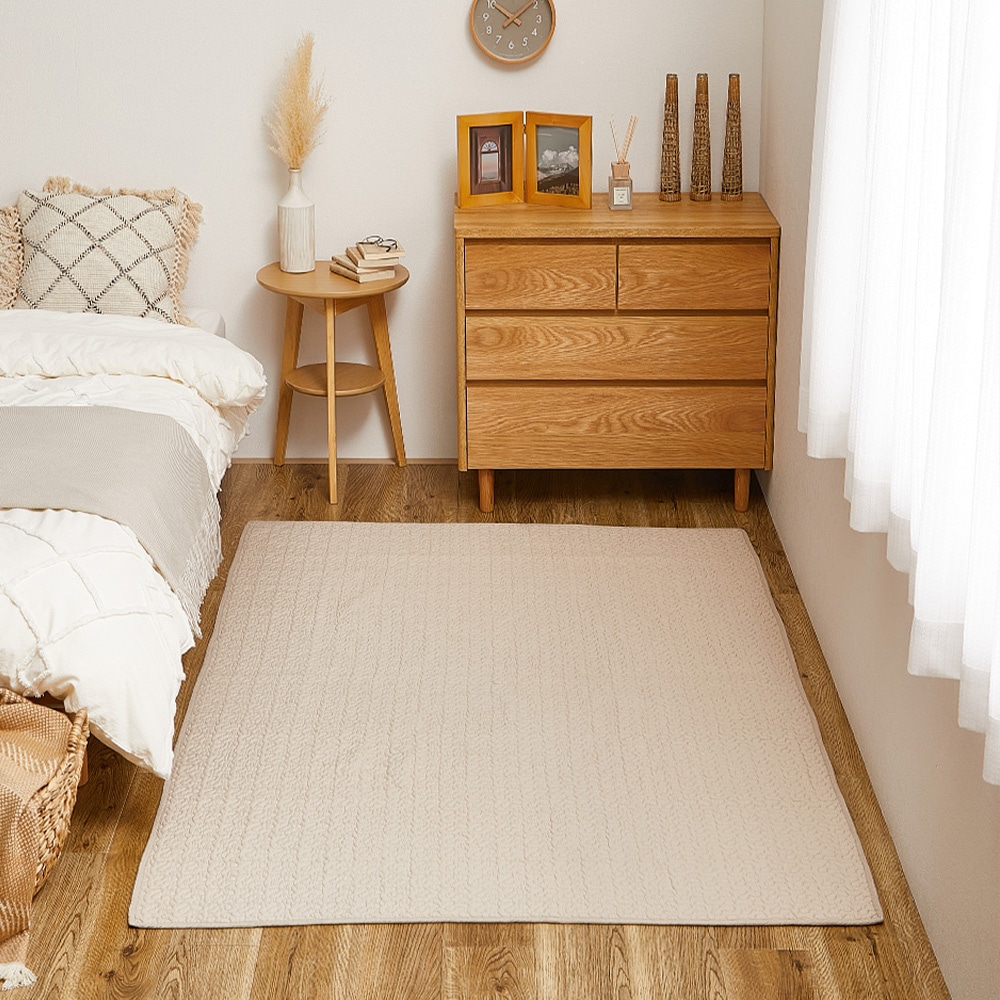 綿100％イブルラグマット デコール  ベージュ130×190  メーカー直送▼返品・キャンセル不可[他商品との同時購入不可]