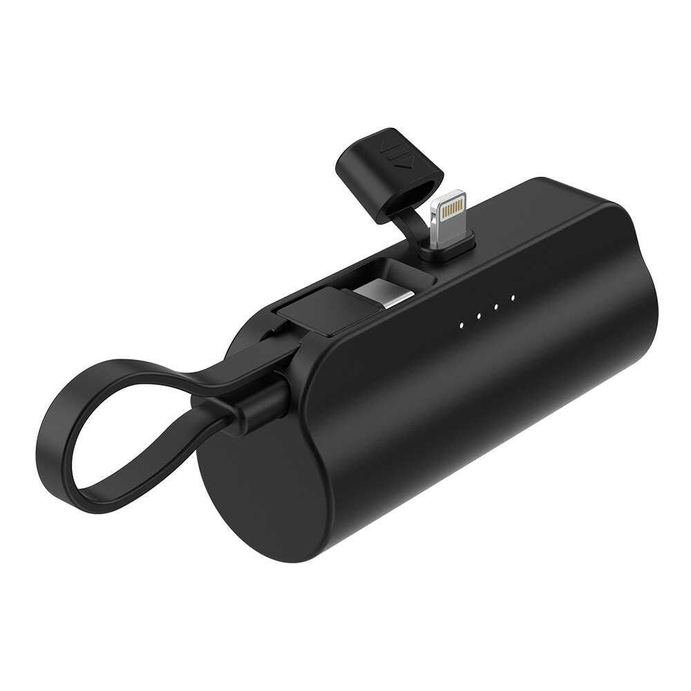 HIDISC 直挿ライトニング 5000mAh モバイルバッテリー ブラック