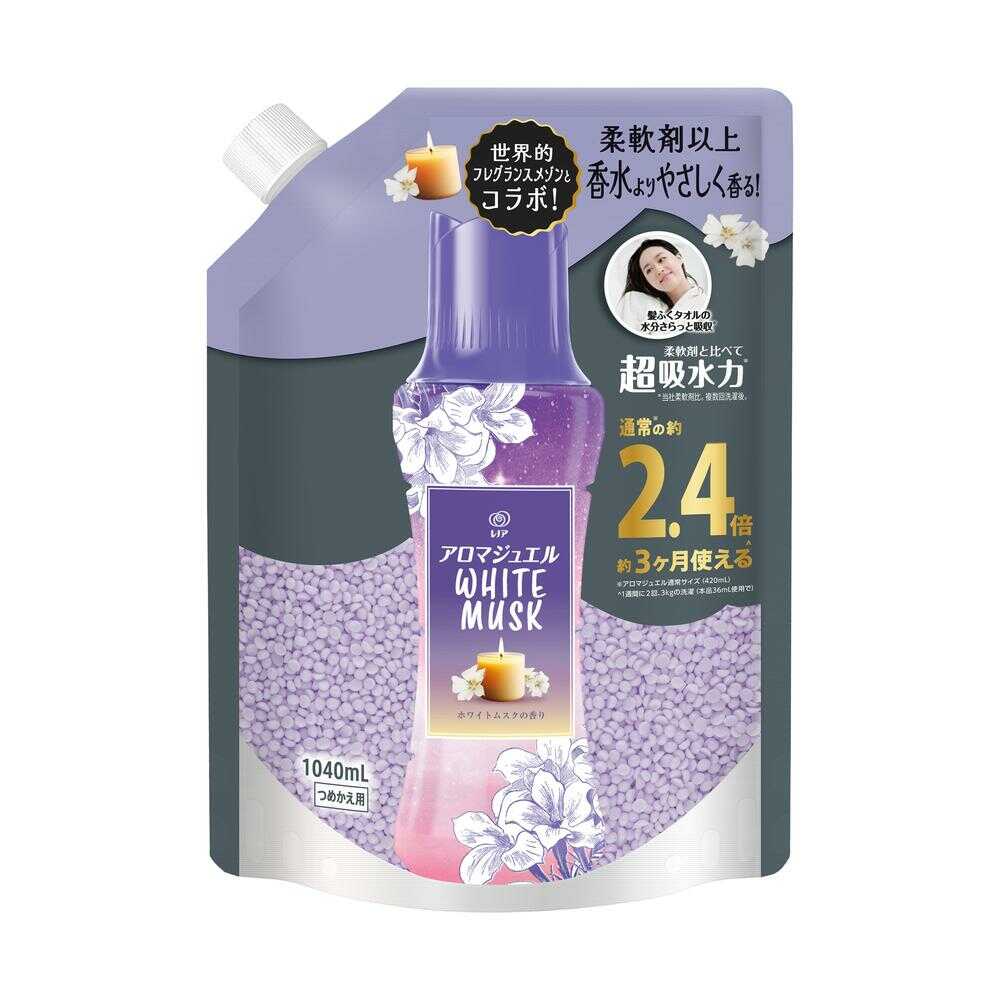 P&G レノア アロマジュエル WHITE MUSK 香り付けビーズ ホワイトムスクの香り 詰め替え 1040ml [7個セット]