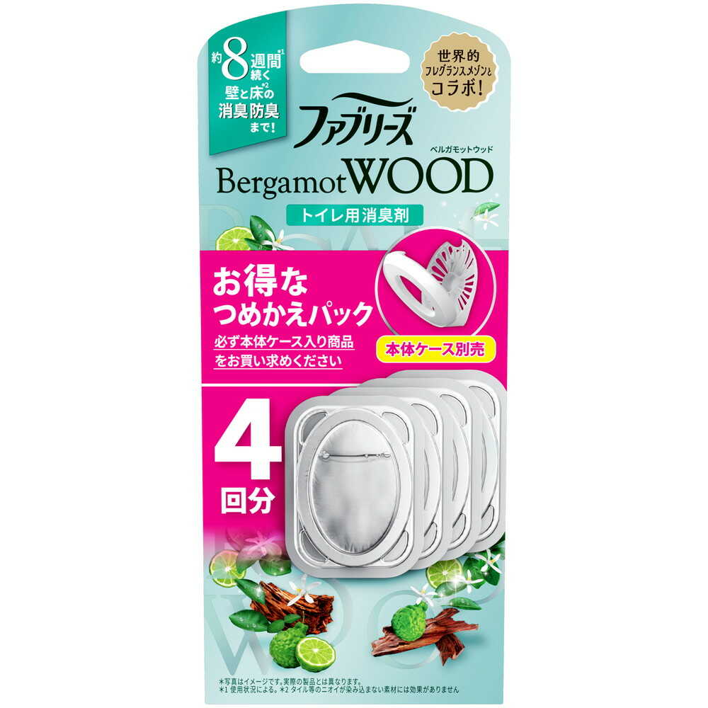 P&G ファブリーズ 消臭芳香剤 トイレ用 ベルガモットウッドの香り 詰め替えパック 6.3mlx4個 [12個セット]