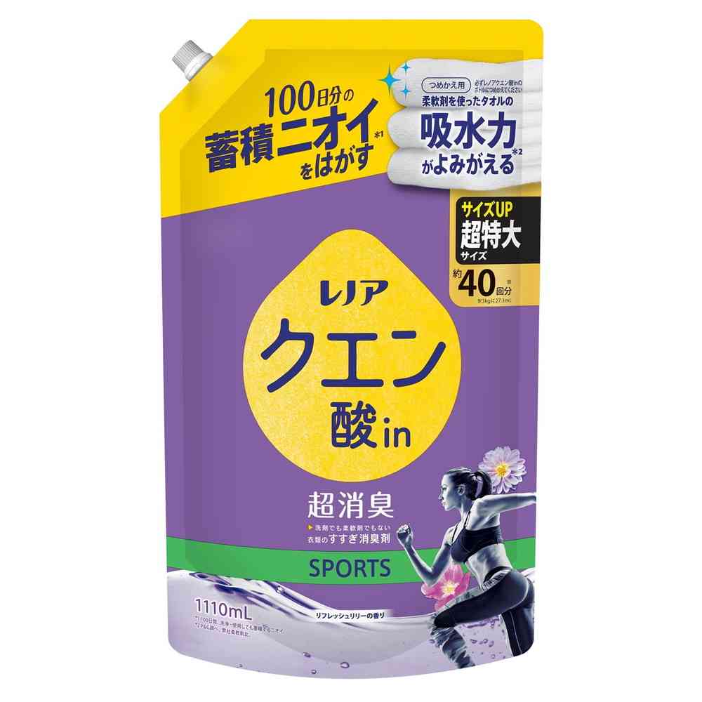 P&G レノア クエン酸in超消臭SPORTSリフレッシュリリーの香りつめかえ用超特大サイズ 1110ml [6個セット]