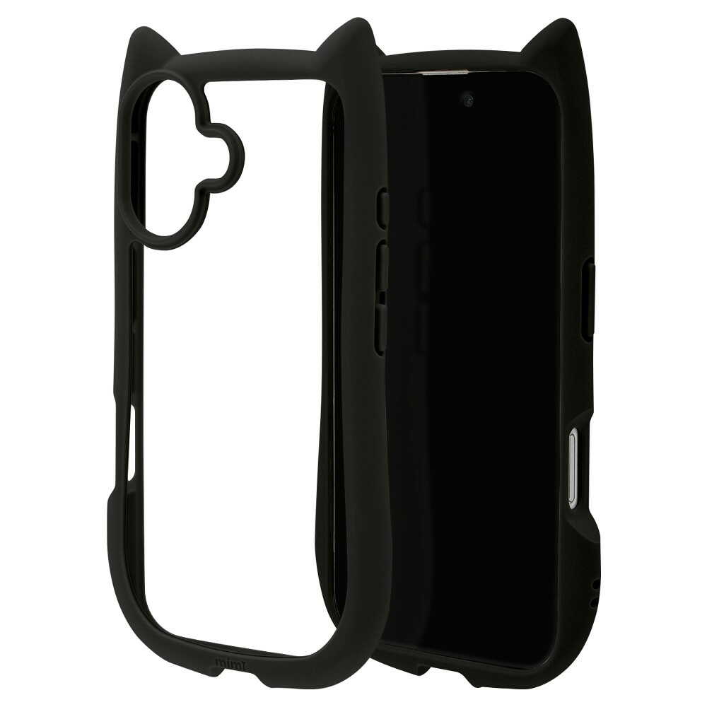 テレホンリース iPhone16 mimi猫耳ハイブリッド TPU×PC ブラック 8143IP461HPBK