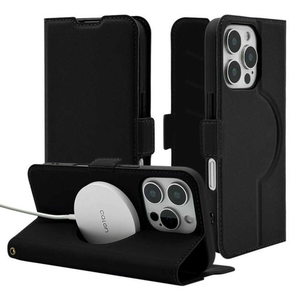 テレホンリース iPhone16Pro 手帳型カバー MagSafe対応 ワイヤレス充電対応 ブラック