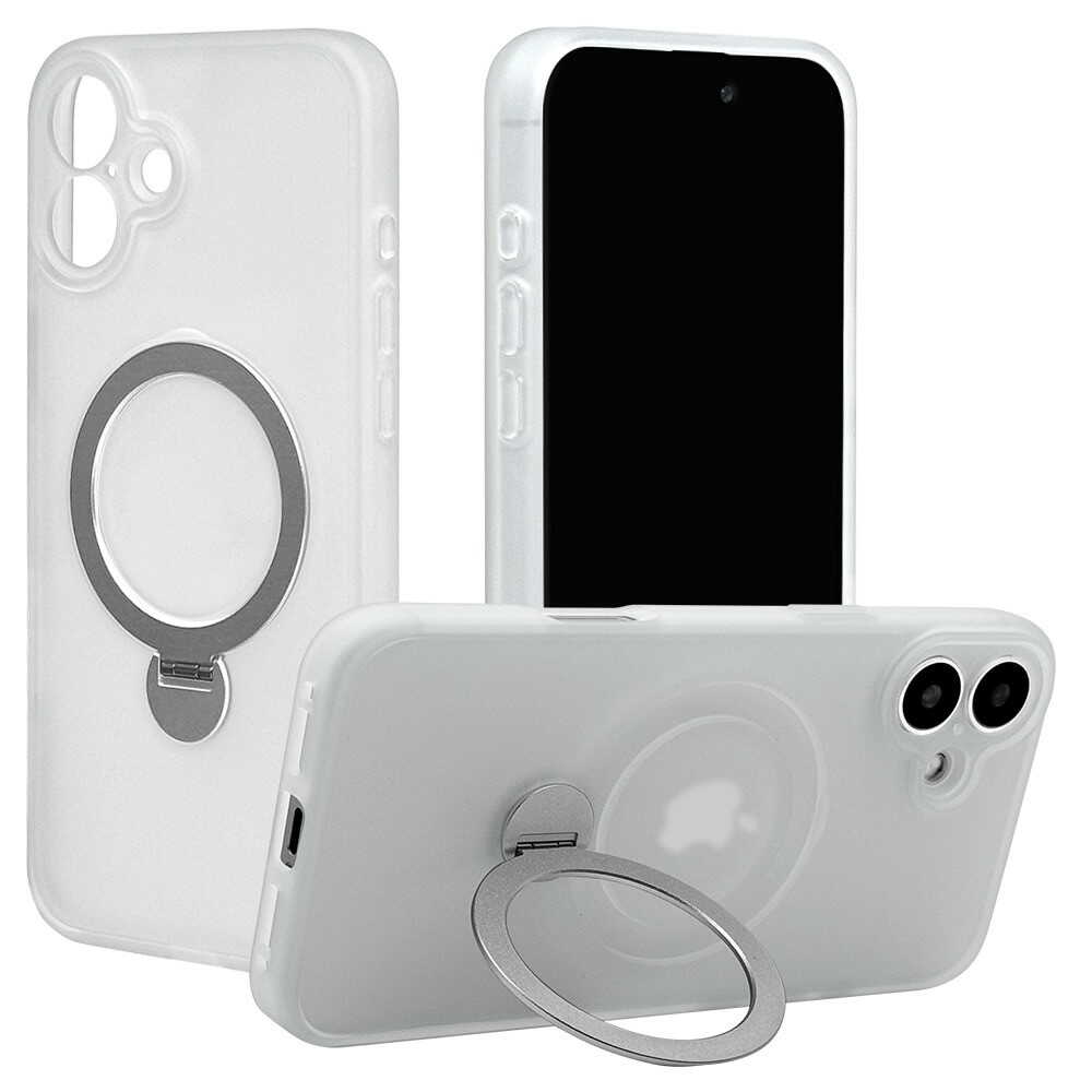 テレホンリース iPhone16 Plus  360°回転スタンドケース フロストホワイト 8321IP467ZSFSLWH