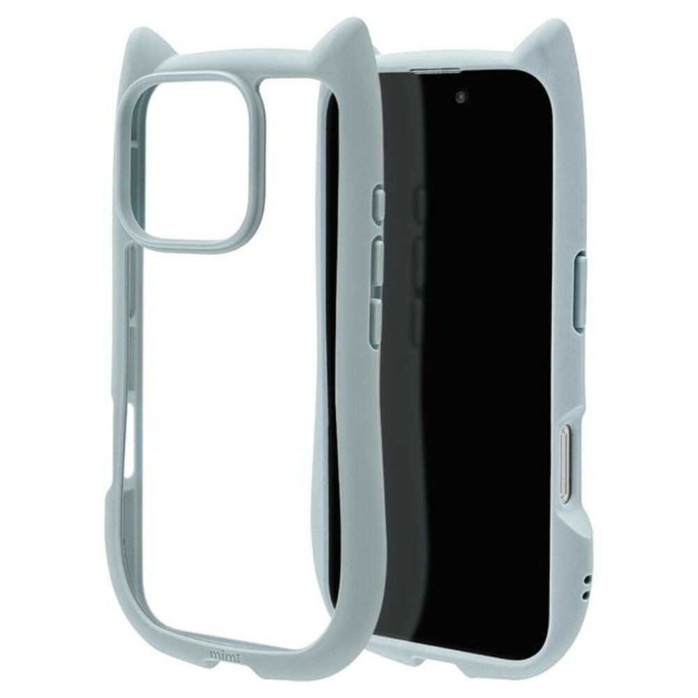 テレホンリース iPhone16Pro ケースカバー 猫耳 スモーキーブルー