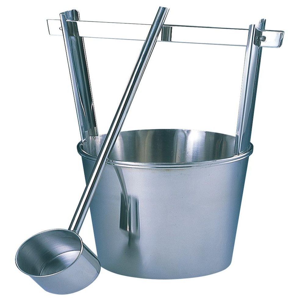 ナカムラ商事 ステンレス手桶セット(大) ひ杓付 【直送品】 返品・キャンセル・他商品と同時購入は不可
