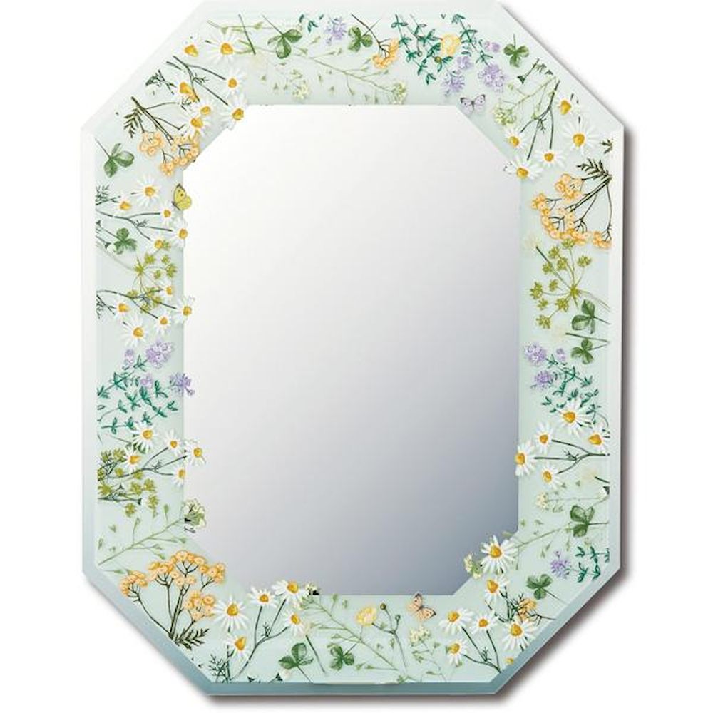 八角ミラー 「フィールドフラワー イエロー」 【直送品】 返品・キャンセル・他商品と同時購入は不可