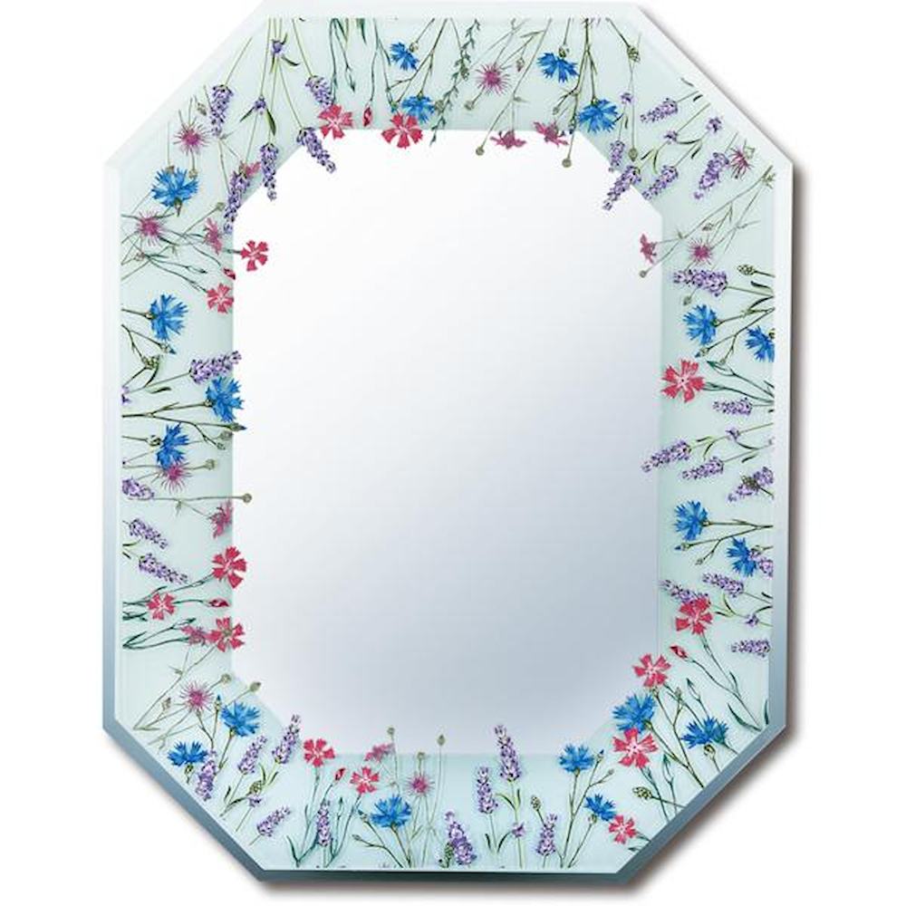八角ミラー 「フィールドフラワー ブルー」 【直送品】 返品・キャンセル・他商品と同時購入は不可