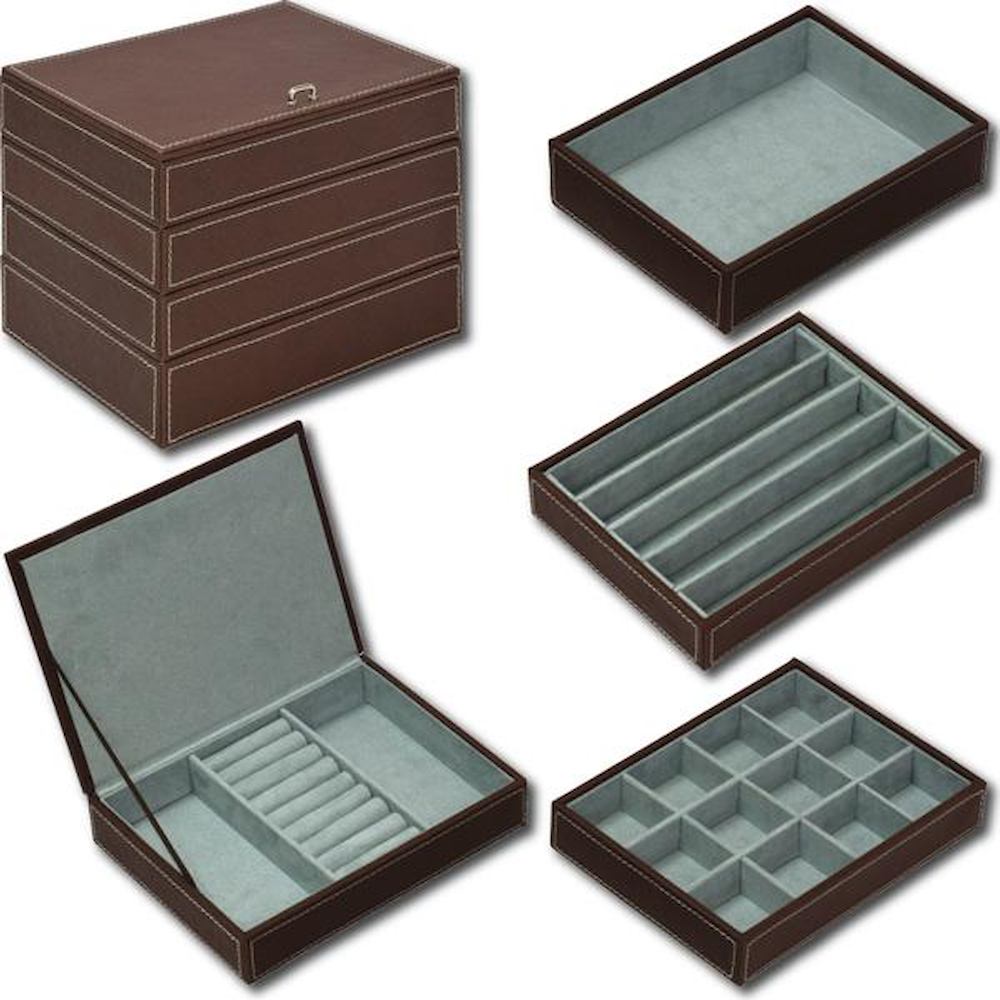 ユーパワー 4段ジュエリーボックス ブラウン YB-05002 【直送品】 返品・キャンセル・他商品と同時購入は不可