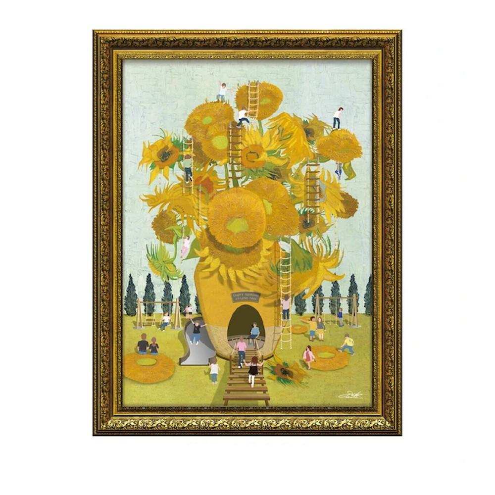 アートパネル 白石 創多 「ゴッホひまわりのアスレチックパーク」 【直送品】 返品・キャンセル・他商品と同時購入は不可