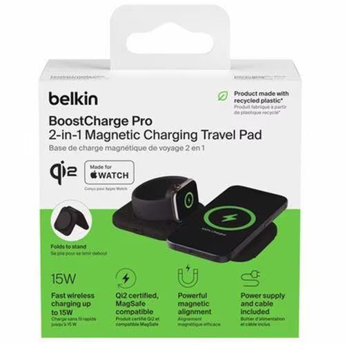 BELKIN WIZ026dqBK ブラック Belkin 折りたたみ式トラベル充電パッド Qi2 2-in-1 15W
