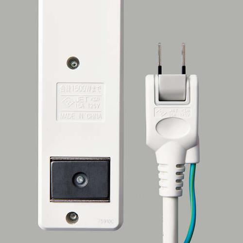 エレコム(ELECOM) T-T1D-3625WH(ホワイト) 電源タップ マグネットシャッター 延長コード 3ピン 6口 2.5m