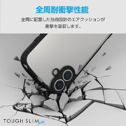 エレコム(ELECOM) PM-A24BTSLFCKBK(ブラック) iPhone 16 Plus用 ケース ハイブリッド 衝撃吸収 軽量 薄型 カメラレンズ保護設計 ストラップホール付
