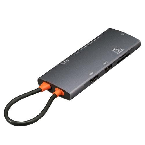 ナカバヤシ UD-C05GY グレー PD対応 Type~C 9in1 アルミドッキングステーション