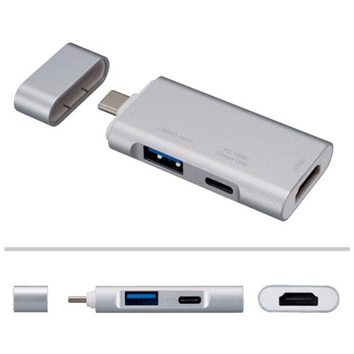 ナカバヤシ UD-C08SL シルバー PD対応 Type-C ポケットサイズドッキングステーション