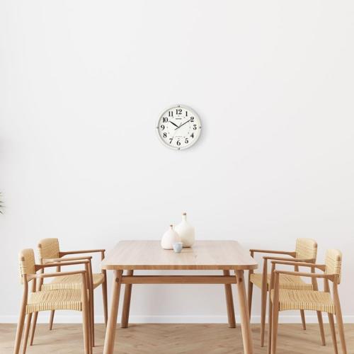 RHYTHM(リズム) 8MY568SR03 ホワイト 電波掛け時計 フィットウェーブ568 連続秒針