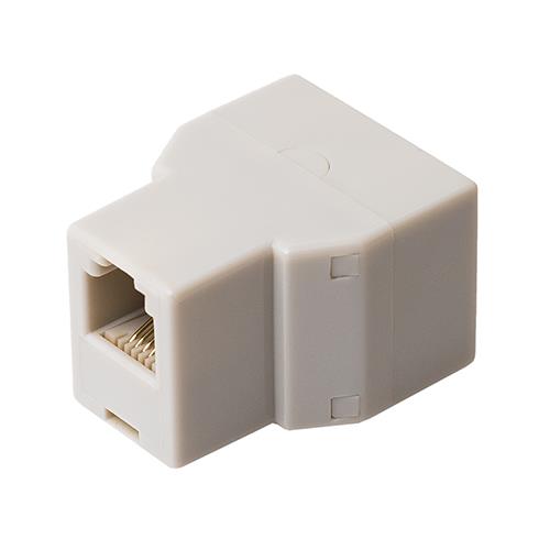 ミヨシ DA-41-WH(ホワイト) 電話機コード用 分配アダプタ ケーブル接続タイプ 6極4芯