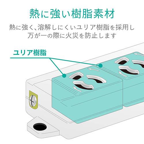 エレコム(ELECOM) T-ECOH3430NM グレー 電源タップ マグネット付 延長コード 3ピン 4個口 3m