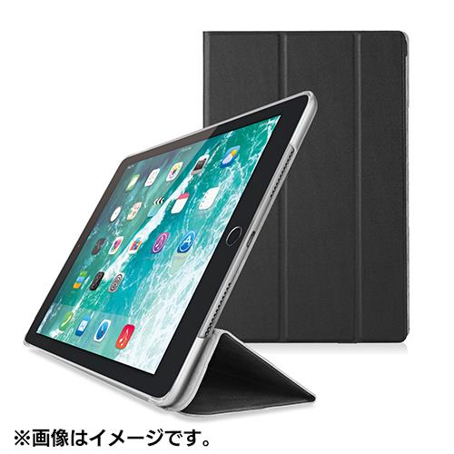 エレコム(ELECOM) TB-A18RWVBK(ブラック) iPad 2018 9.7インチ フラップカバー 背面クリア ソフトレザー 2アングル