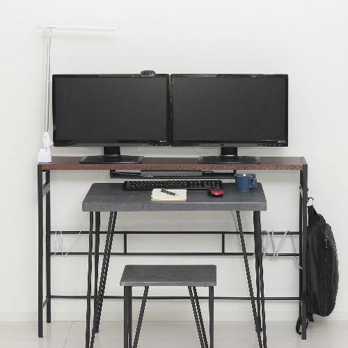 クロシオ 【組立式】23416 デュアルモニターテーブル ダークブラウン