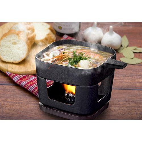 イシガキ産業 4237 デリッシュライフ DL COLOスクエアパン13cm 鉄鋳物コンロセット 0.56L