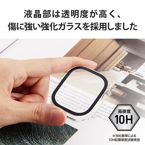 エレコム(ELECOM) AW-22CFCGCR クリア Apple Watch49mm用 プレミアムガラスフルカバーケース 高透明