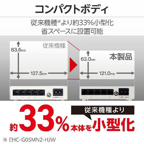 エレコム(ELECOM) EHC-G05MN4-HJW ホワイト スイッチングハブ LANハブ 5ポート Giga対応 1000/100/10Mbps メタル筐体 マグネット 電源内蔵 ファンレス