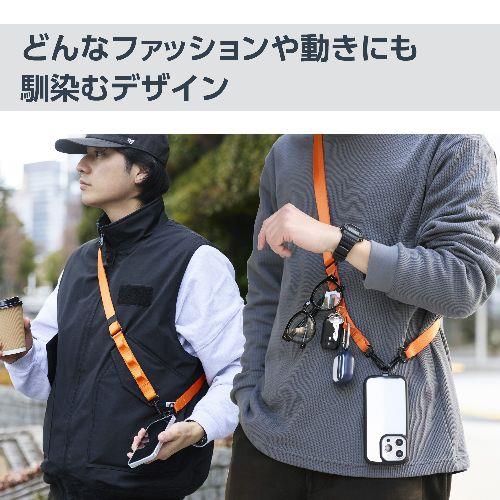 エレコム(ELECOM) P-STSDH1FLPDR(ビビッドオレンジ) スマホ ショルダー ストラップ 97~150cm 長さ調整可 ループ付 ストラップホールシート付