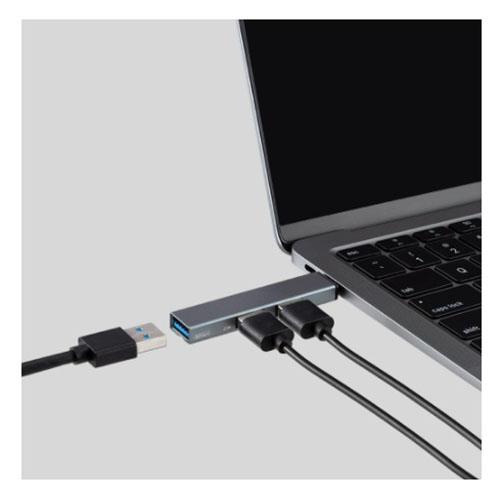 ナカバヤシ UH-C3413GY グレー ミニマムアルミハブ Type-C 3ポート変換ハブ