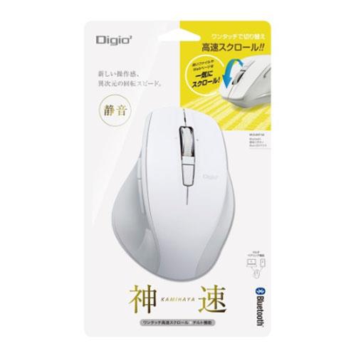 ナカバヤシ MUS-BKF165NW Nホワイト 高速スクロールホイール搭載 神速シリーズBluetooth静音5ボタンBlueLEDマウス